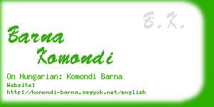 barna komondi business card